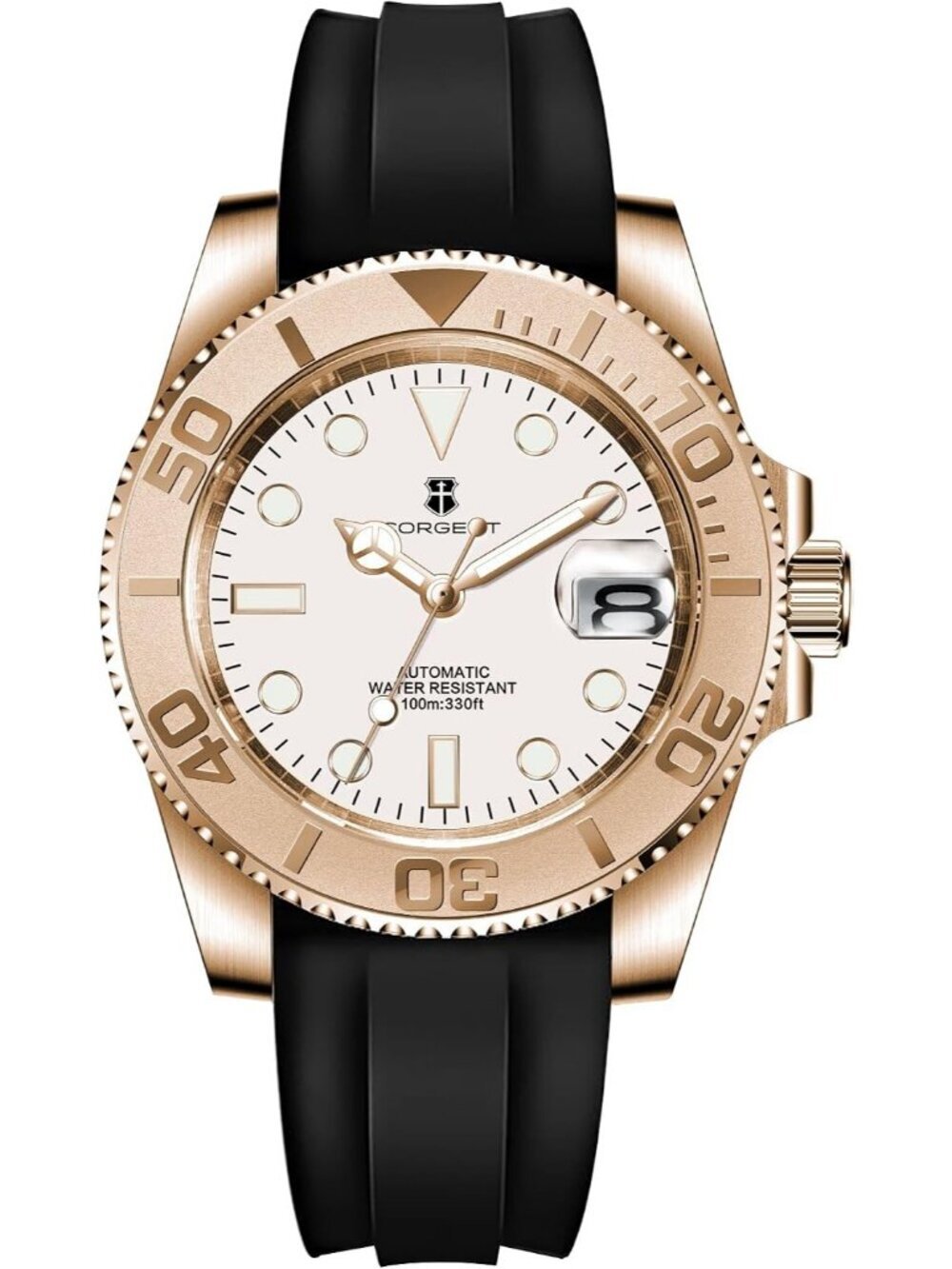 Men's White 6001G-R Automatic Dive Stainless Steel Case Crystal Wrist Watch